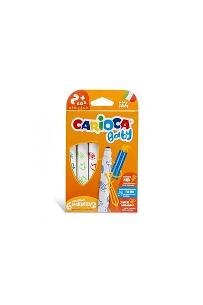 CARIOCA Jumbo Baby Super Washable Felt Tip Crayons Pack of 6 42813