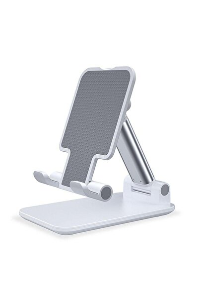 Powermaster Ayarlanabilir Portatif Katlanabilir Telefon Standı Telefon Tutucu Masaüstü Tablet Tutucu Beyaz
