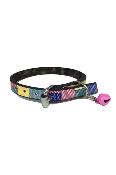 Elite Colorful Block Patterned Cat Collar with Bells
