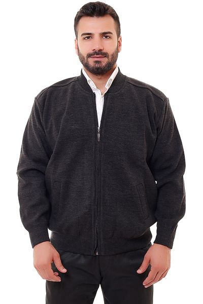 KARBEY TRİKO Men's Gray Steel Knitted Knitwear Coat