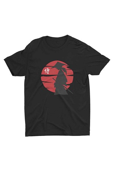 Bubus Unisex Black Japanese Swordsman T-Shirt