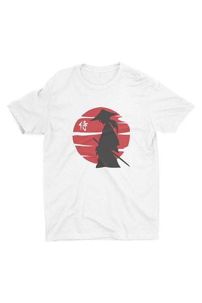 Bubus Unisex Japanese Swordsman White T-Shirt
