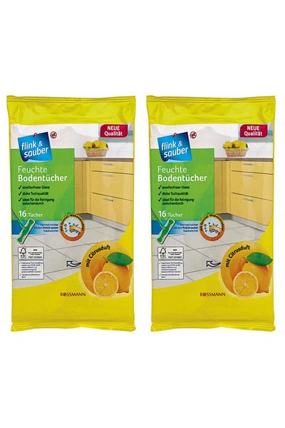 Flink Sauber Wet Floor Diapers Citrus Scented 16 Pieces