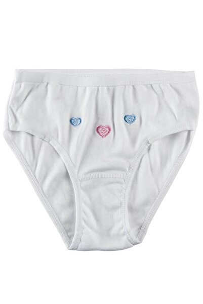 Tutku Kız Çocuk Beyaz Ince Bel Işlemeli Bato Külot