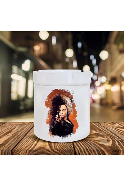 Kumbara Hediyelik Scrumieră din ceramică - Imprimată albă