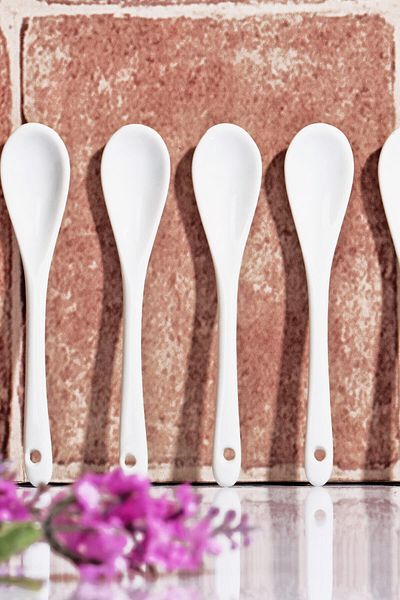 Porselen Diyarı Porcelain Set of 6 White Spoons 13 cm
