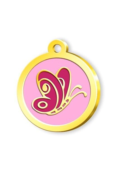 KobalBusiness بصمة الفراشة الوردية - مطلية بالذهب