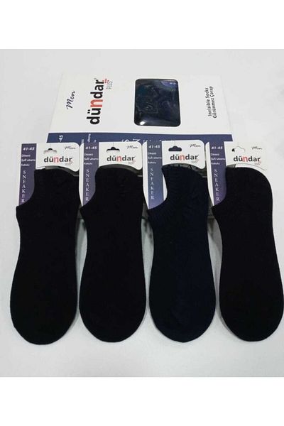 Dündar Men's Coton Navy Blue Seamless Scented Socks 4-Piece