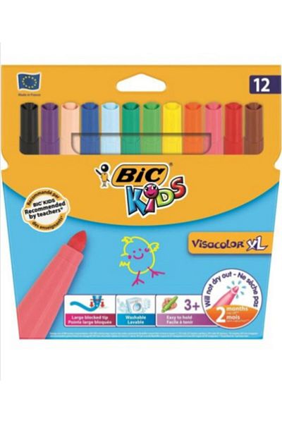 Bic Visacolor Xl - Washable Jumbo Crayons, 12 Color Box