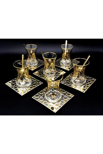 ÖzSa Home Gold 18 Piece Tea Set
