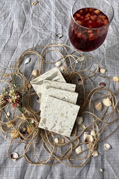 PeraMarble Kırılmaz Olympos Quartz Mermer Bardak Altlığı 4'lü