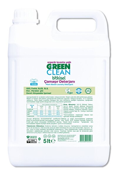 Genel Markalar Organik Lavanta Yağlı Bitkisel Çamaşır Deterjanı 5 lt