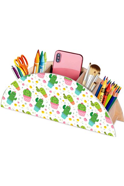 Akıllı Karınca Ahşap Kaktüs Masaüstü Kalemlik Kalem Kutusu Organizer
