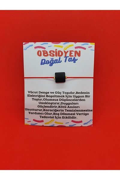 GÜMÜŞTEL EL SANATLARI Certified Square String Obsidian Stone Bracelet