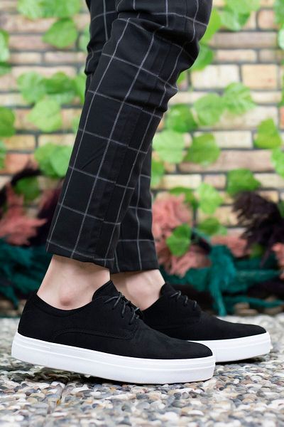 Riccon Herren-Sneakers aus schwarzem und weißem Wildleder0012365