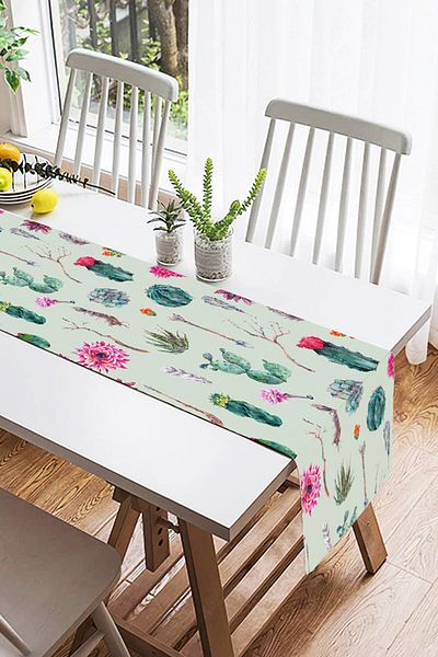 Realhomes Ψηφιακό τυπωμένο σχέδιο Suede Runner με μοτίβο κάκτου σε πολύχρωμο φόντο