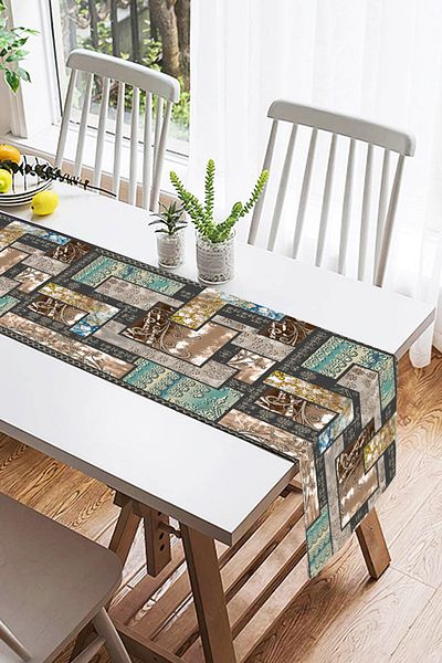 Realhomes Alergăr modern din piele de căprioară cu design special, imprimat digital