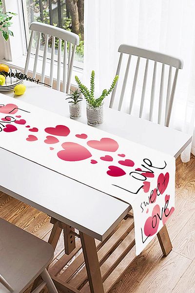 Realhomes Ziua Îndrăgostiților Design special Imprimat digital Runner din piele intoarsa