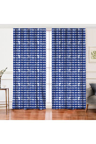 Realhomes Aripă dublă verde închis cu motiv pătrat geometric cu imprimare digitală perdea de fundal