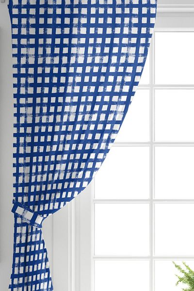 Realhomes Aripă dublă verde închis cu motiv pătrat geometric cu imprimare digitală perdea de fundal