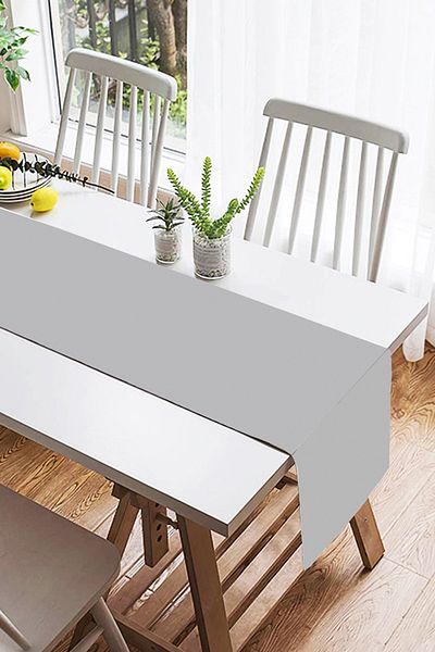 Realhomes Απλό ανοιχτό γκρι χρώμα Ψηφιακό τυπωμένο Suede Runner