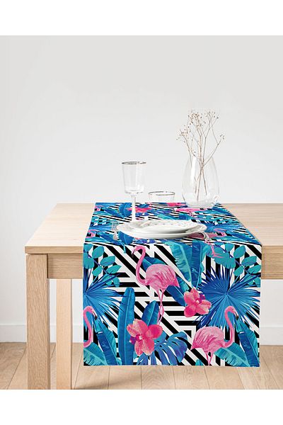 Realhomes Geometric Blue Pink Flamingo Design Imprimat digital Design special Alergăr din piele intoarsa