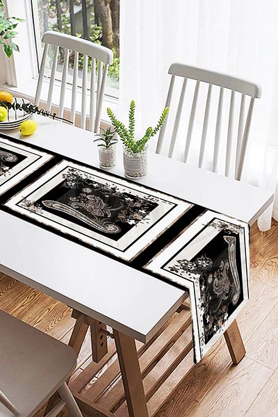 Realhomes Alergăr din piele de căprioară imprimat digital cu design de artă modernă