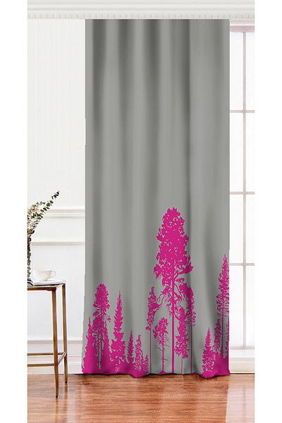 Realhomes Digital Printed Background Curtain with Fuchsia Tree Design on Single Wing Gray Backdrop