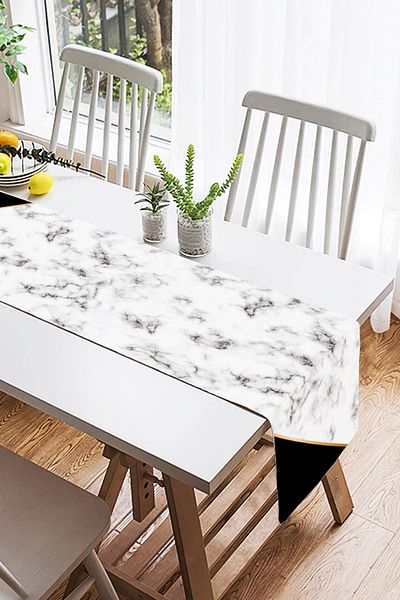 Realhomes Πολύχρωμο μαρμάρινο μοτίβο με γεωμετρικό σχέδιο Ψηφιακό τυπωμένο ειδικό σχέδιο Suede Runner