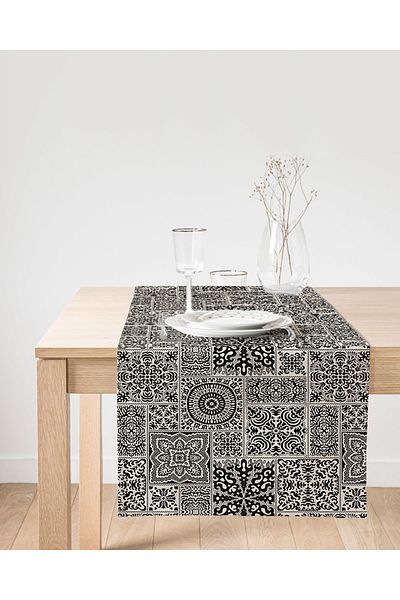 Realhomes Runner decorativ din piele intoarsa cu imprimare digitala cu design special