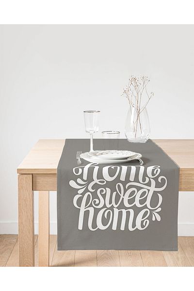 Realhomes Home Sweet Home Digital Printed Διακοσμητικό Suede Runner