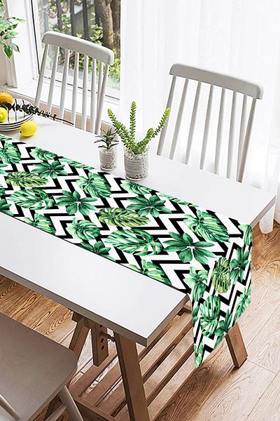 Realhomes Ψηφιακό τυπωμένο μοτίβο φύλλων Suede Runner