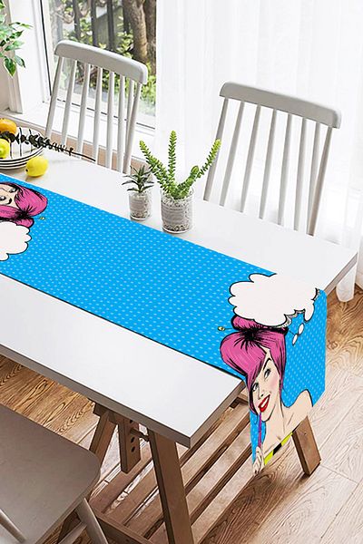 Realhomes Runner decorativ din piele intoarsa cu imprimare digitala cu design special