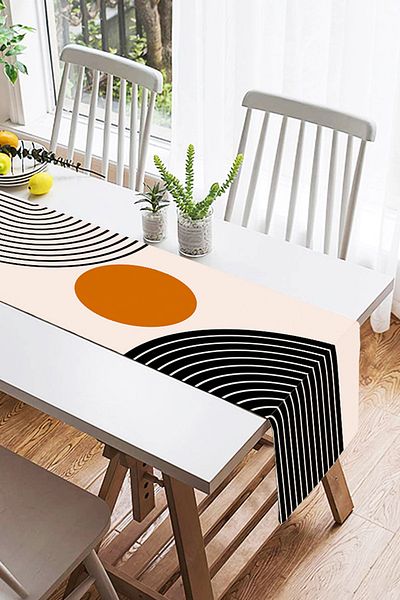 Realhomes Alergăr din piele de căprioară cu design special imprimat digital, cu modele geometrice pe fundal colorat