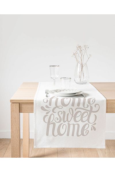 Realhomes Ανοιχτό Γκρι Διακοσμητικό Σπίτι Sweet Home Suede Runner