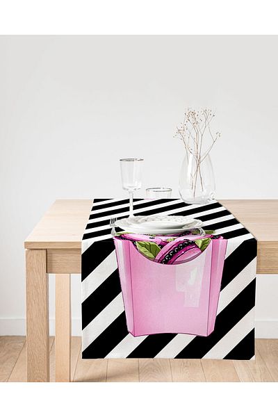 Realhomes Coco Pops Roz Negru Design Modern Decorativ Design Special Suede Runner
