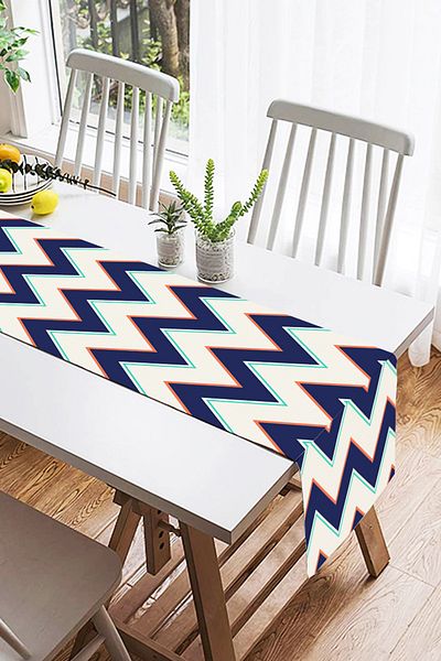 Realhomes Alergăr decorativ din piele de căprioară, cu model în zig-zag, imprimat digital