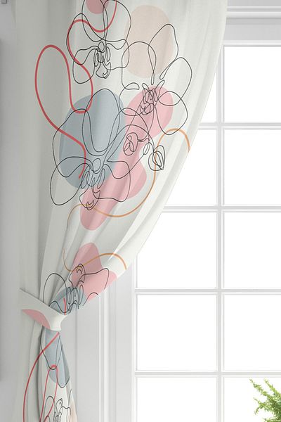 Realhomes Perdele de fundal cu o singură aripă, roșu și gât roșu cu dungi tematice cu design floral imprimat digital