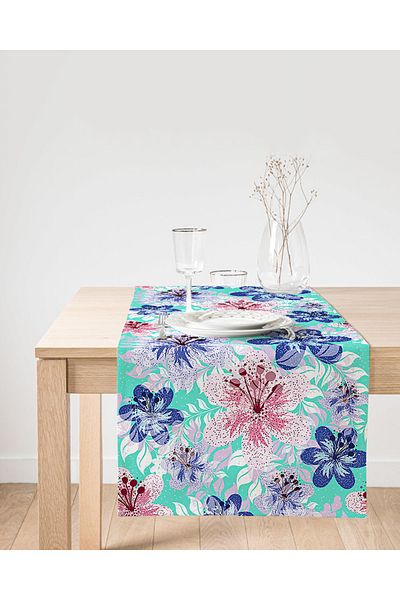 Realhomes Runner decorativ din piele intoarsa cu imprimare digitala cu design special