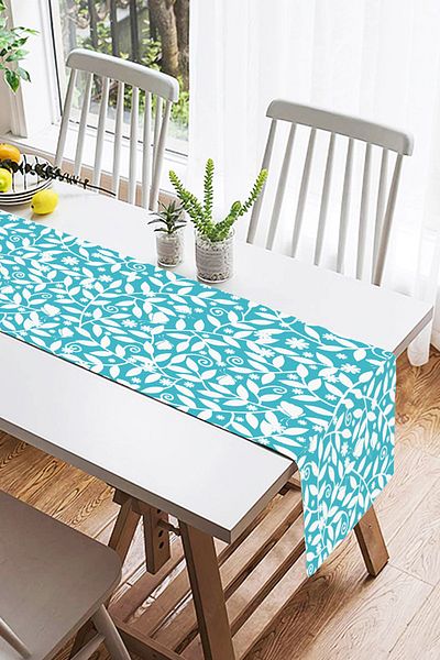 Realhomes Alergăr din piele de căprioară cu design special imprimat digital, cu model floral pe fundal colorat