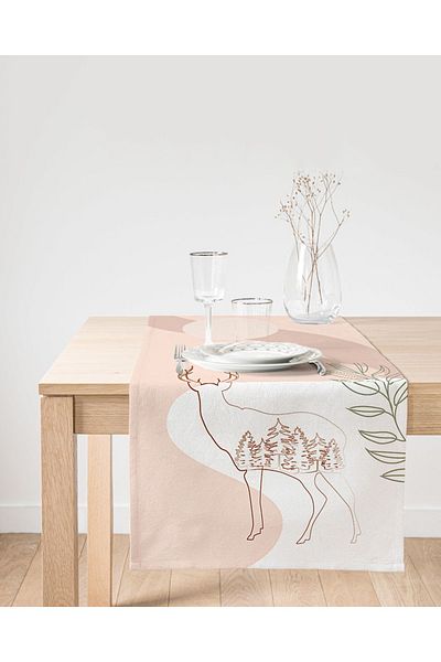 Realhomes Ψηφιακή τυπωμένη ειδική σχεδίαση Suede Runner με μοτίβο ελαφιού με πολύχρωμο σκηνικό Onedraw