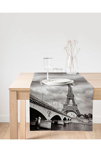 Realhomes Eiffel Tower Digital Printed Διακοσμητικό Suede Runner