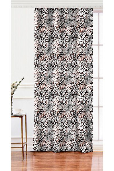 Realhomes Single Wing Leopard Printed Ikat Patterned Modern Digital Printed Background Curtain