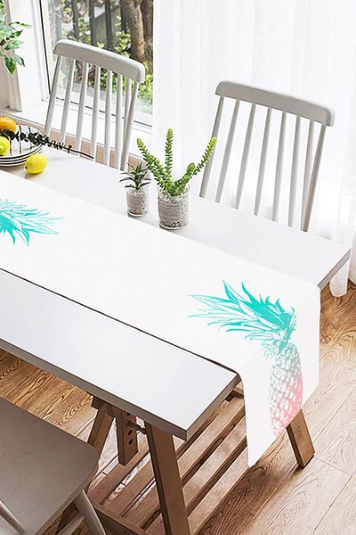Realhomes Διακοσμητικό Suede Runner με εμπριμέ μπλε ανανά