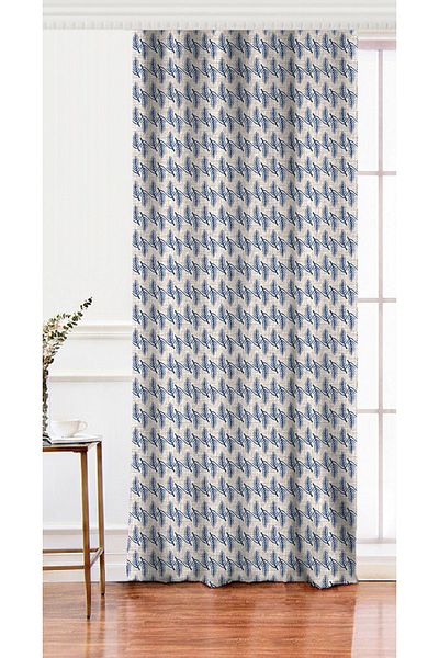 Realhomes Perdeau de fundal imprimat digital cu design special cu motiv de frunze pe fundal din denim cu o singură aripă