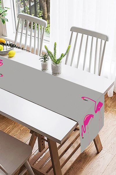 Realhomes Ψηφιακό δρομέα σουέτ με μοτίβο γκρι φόντου Flamingo