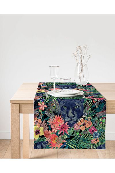 Realhomes Fundal albastru închis Leopard Design special Alergăr decorativ din piele intoarsa