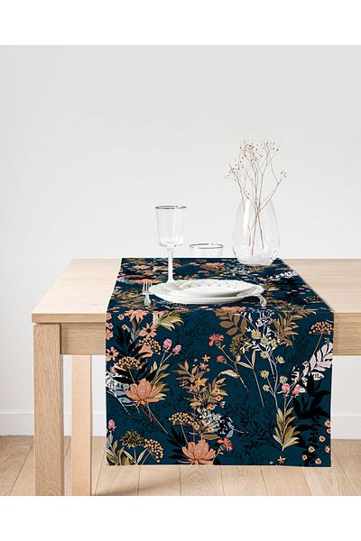 Realhomes Alergăr din piele de căprioară cu design special imprimat digital, cu model floral pe fundal colorat