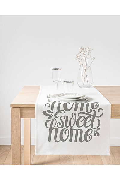 Realhomes Grey Home Sweet Home Modern Printed Suede Runner
