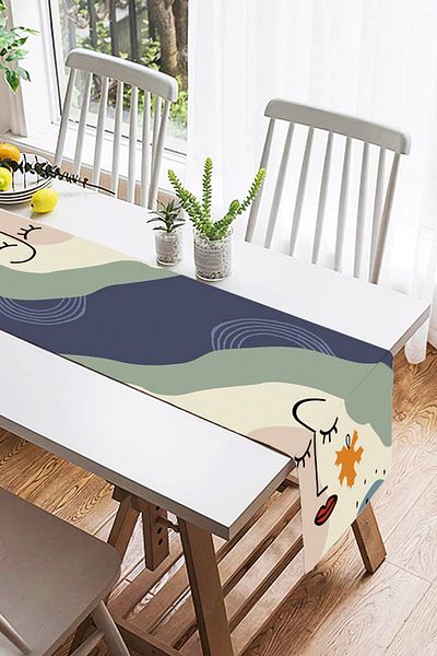 Realhomes Γυναικεία σιλουέτα με παστέλ σκηνικό Onedraw Drawing Digital Printed Special Design Suede Runner